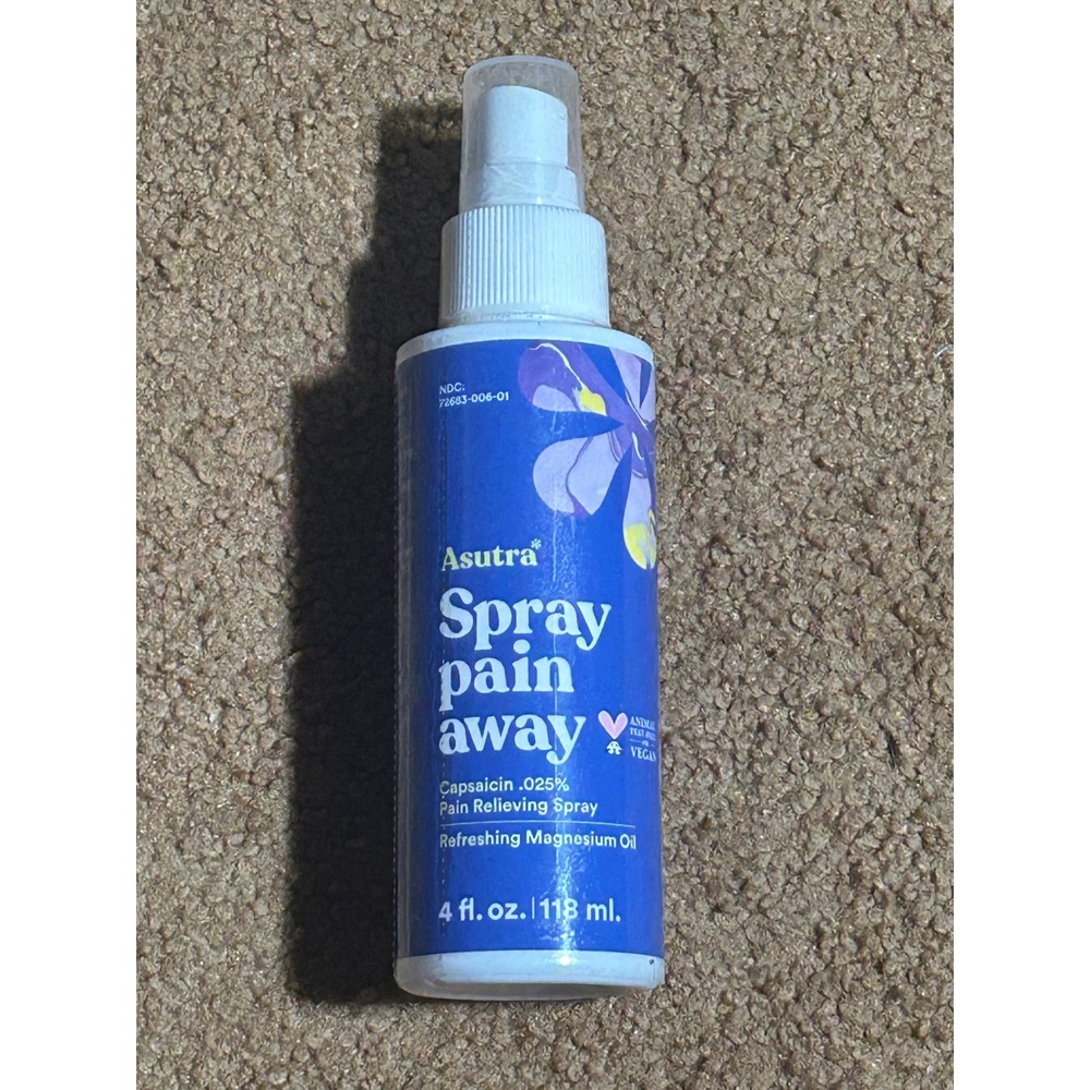 NWT Asutra Spray Pain Away Capsaicin .025% Magnesium Oil Relieving Spray 4oz